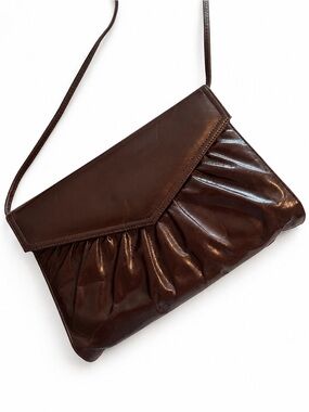 Vintage Mastercraft Canada Brown Leather Envelope Crossbody Bag Purse